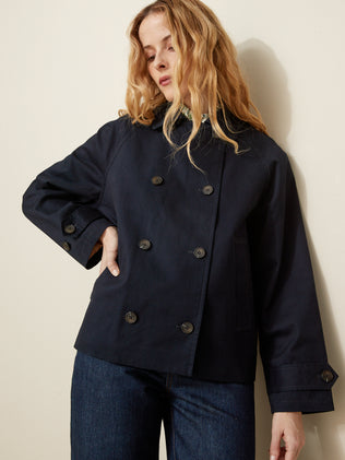 Women's short double-breasted trench coat