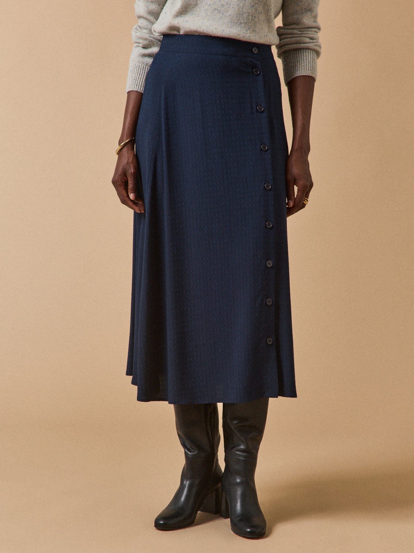 Jupe mi-longue femme viscose dobby Cyrillus COM