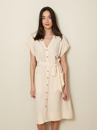 Women's mid-length linen and viscose dress