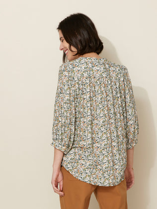 Women's blouse with 3/4-length sleeves made with Liberty fabric