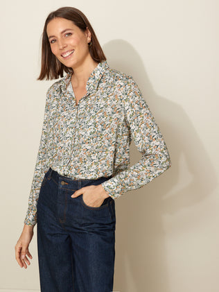 Women's motif shirt made with Liberty fabric