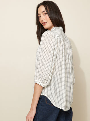 Women's crepe fabric shirt with tattersall checks