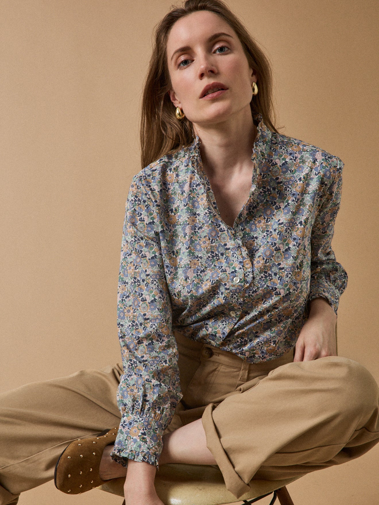Women's ruffled shirt made with Liberty fabric The Limited Collection