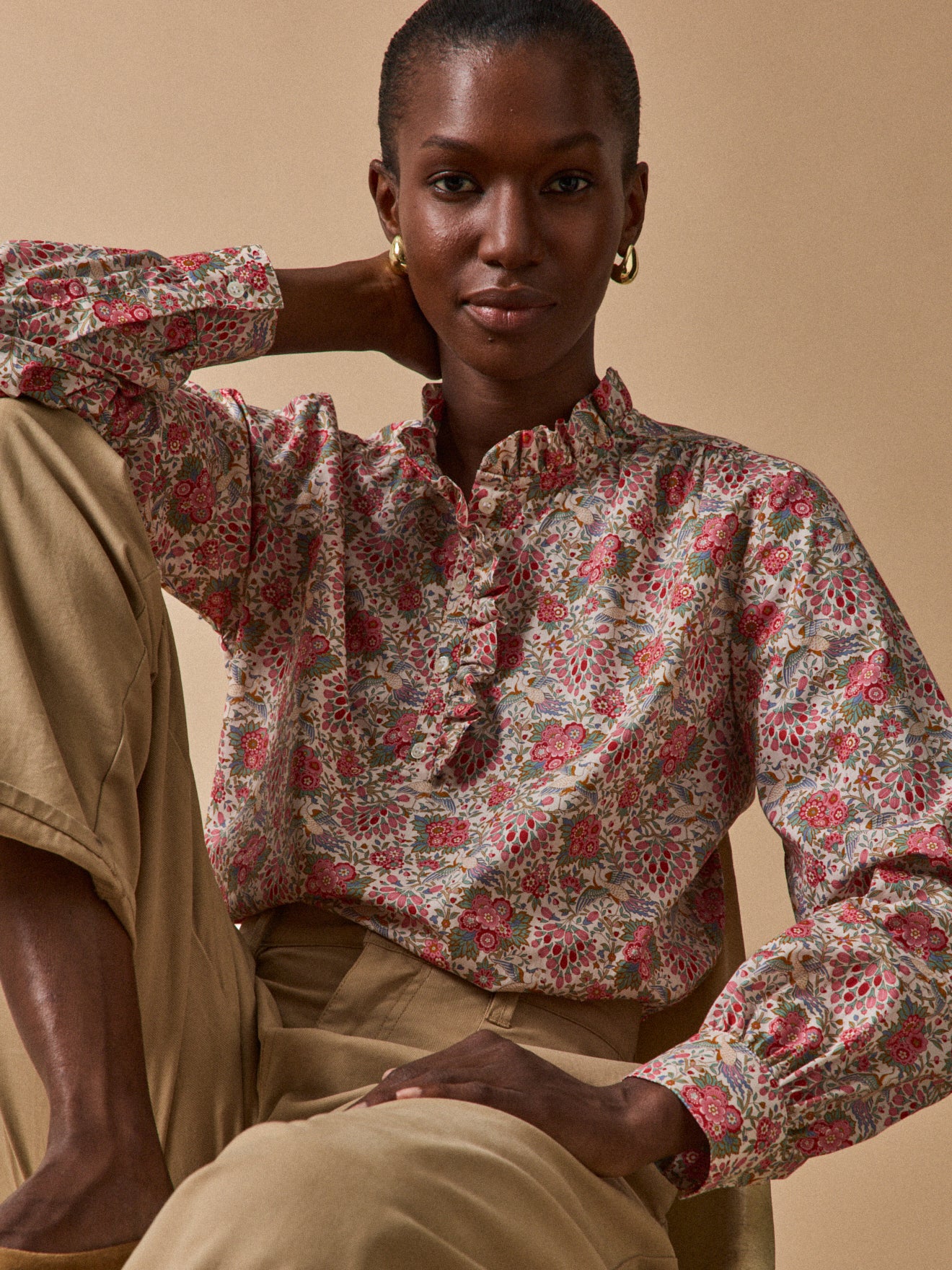 Women's Dante motif blouse with ruffled collar and made with Liberty fabric  The Limited Collection