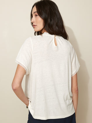 Women's linen and viscose lace T-shirt