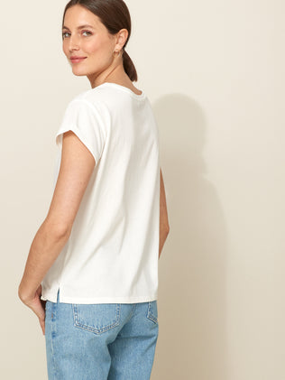 Women's organic cotton T-shirt and trim made with Liberty fabric