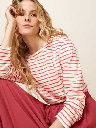 Women's sailor-stripe linen T-shirt