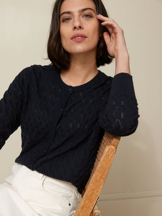 Women's button cardigan in organic cotton and cashmere
