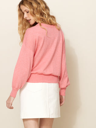 Women's cotton and linen sweater with boat neckline