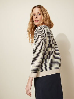 Women's striped linen sweater