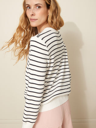 Women's organic cotton and cashmere sailor-stripe sweater