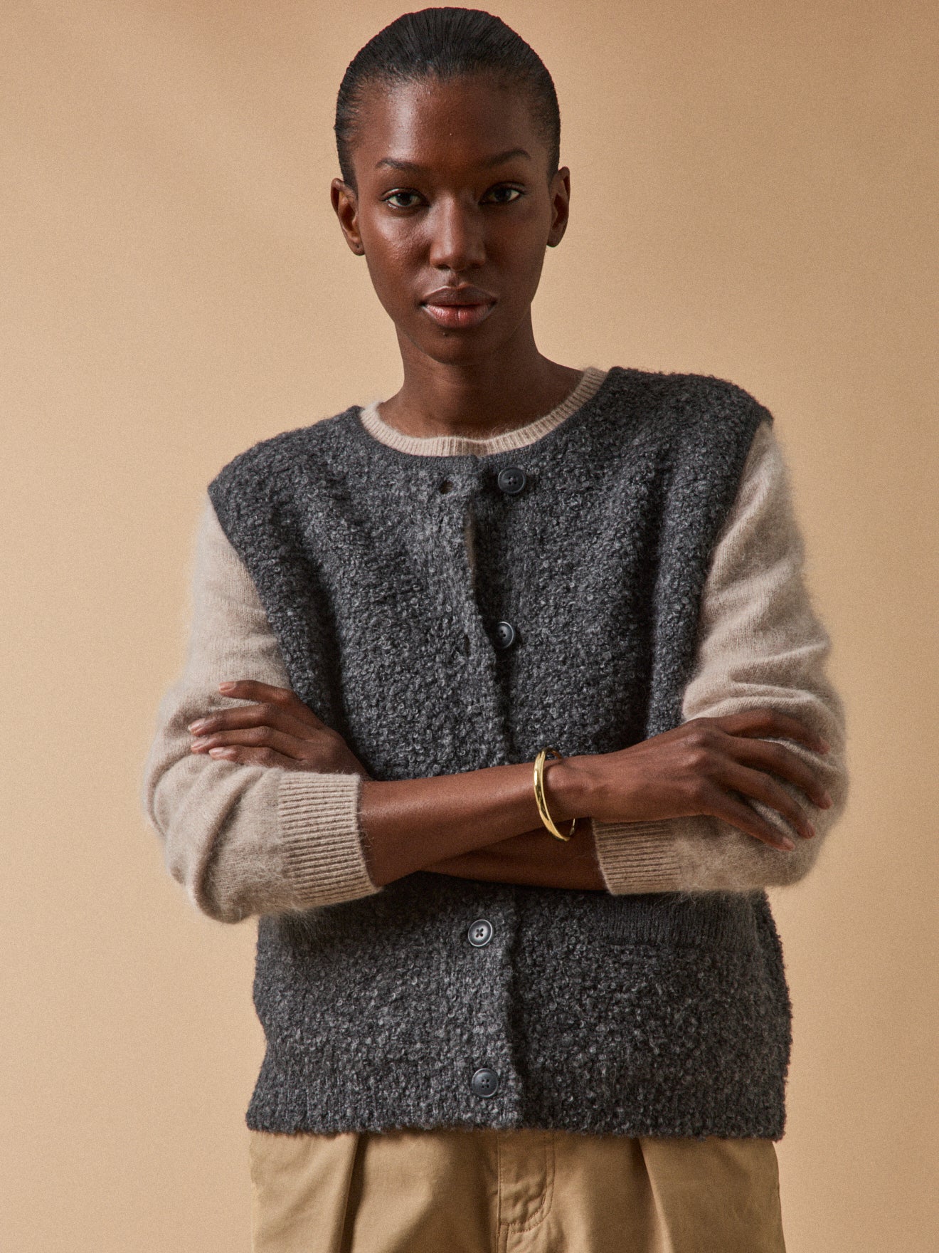 Gilet sans manches femme maille bouclette - COM