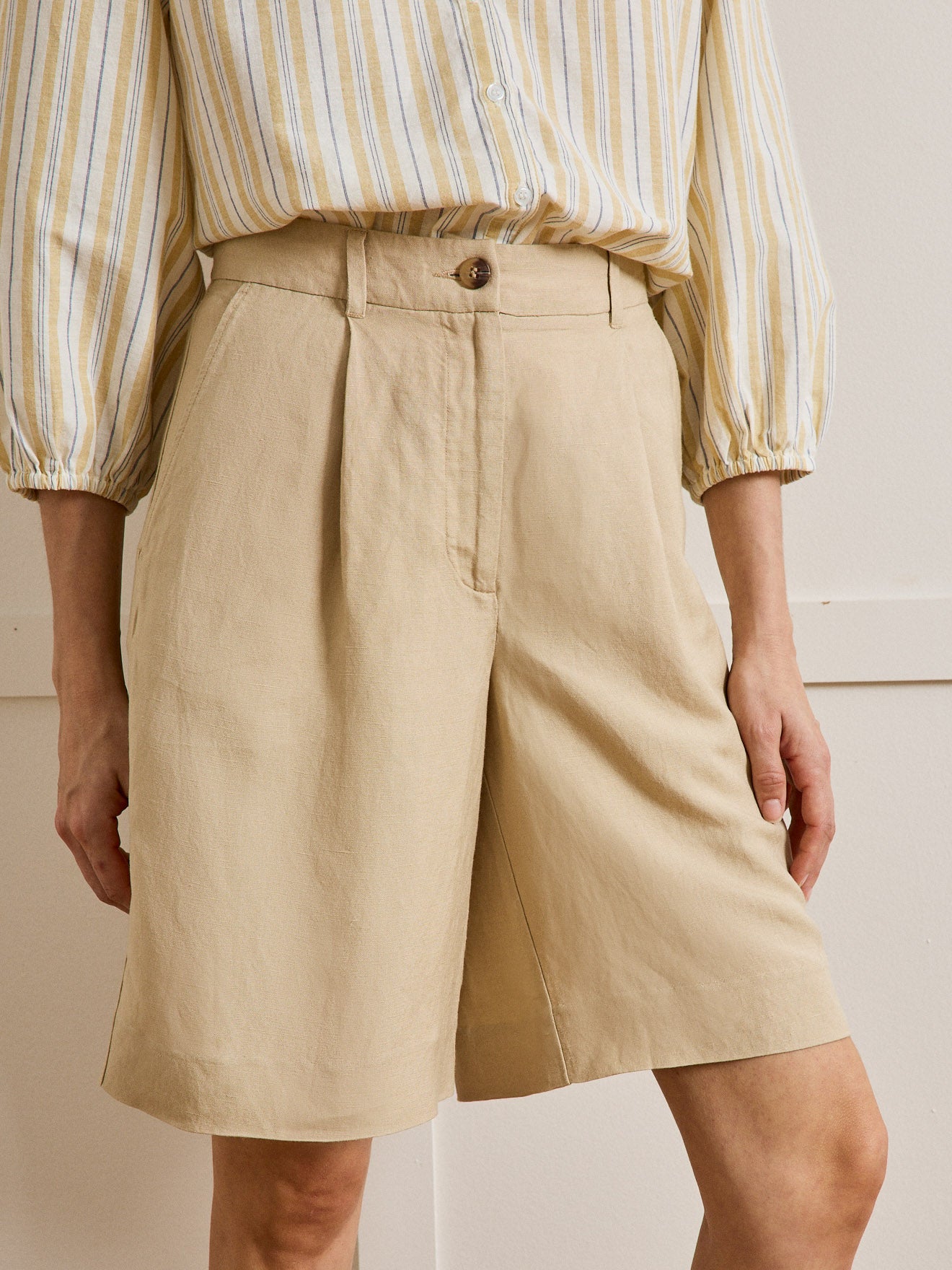 Femme Shorts Bermudas Women's Linen And Viscose Bermuda Shorts