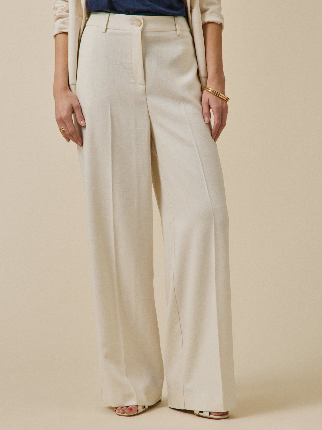 Pantalon extra large tissu natté femme Ava