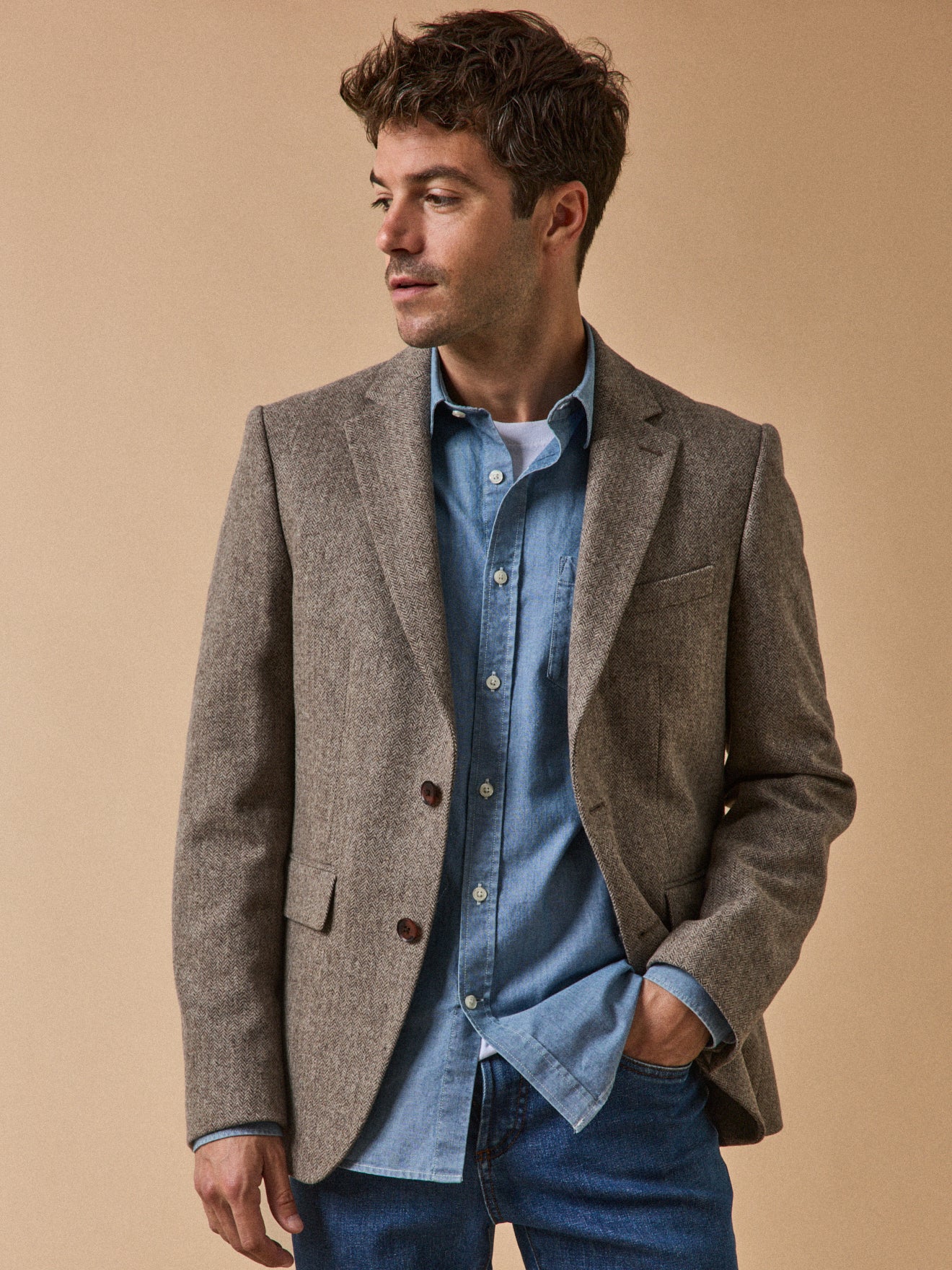 Blazer Casual Vetement Homme Veste Blazer Cintrée Bleu Marine Homme - Main Image