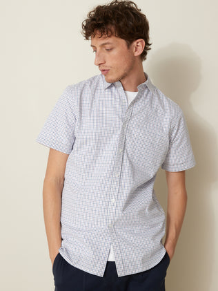 Men's Regular Fit check poplin shirt with short sleeves