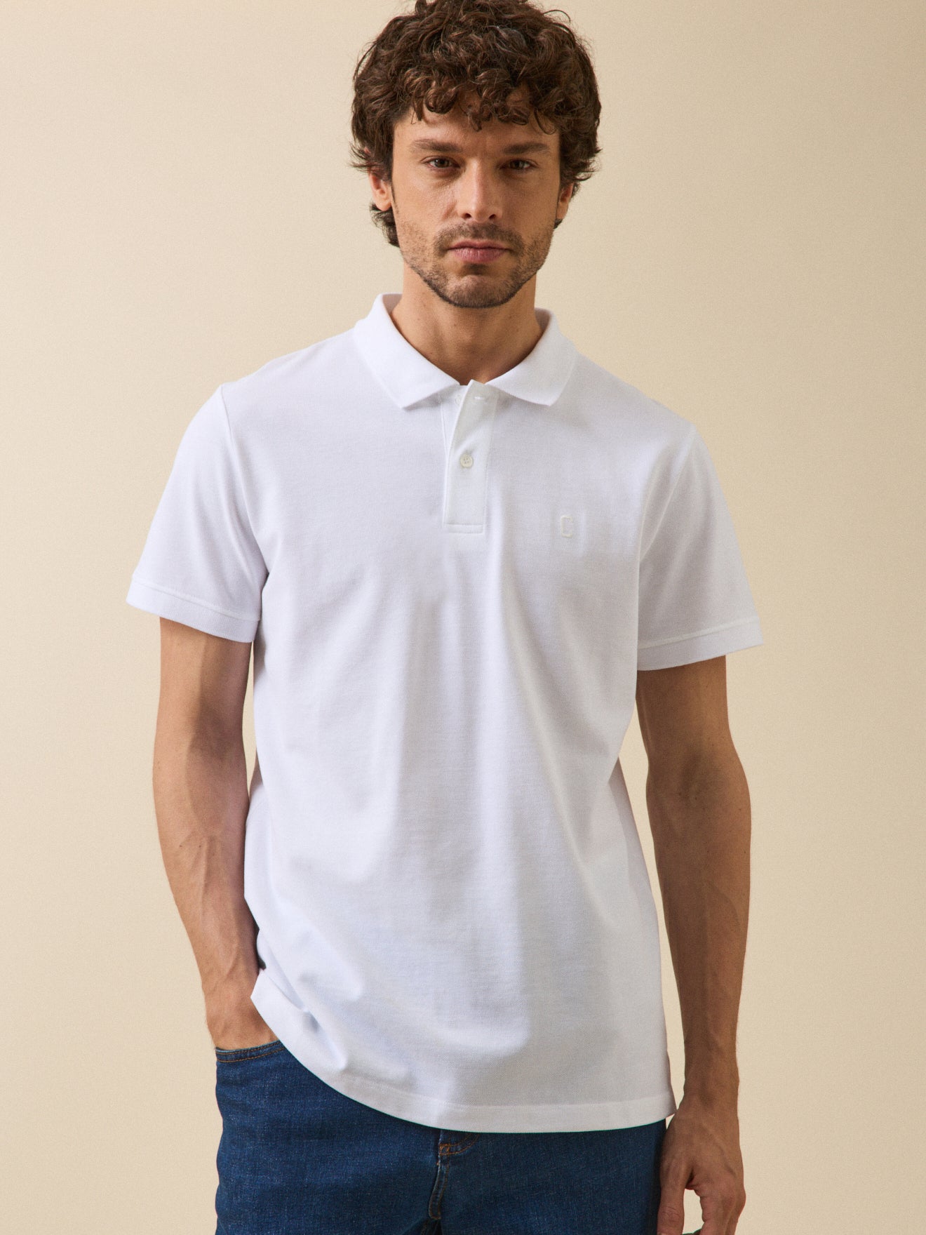 Men's plain piqué knit organic cotton polo shirt - Cyrillus COM