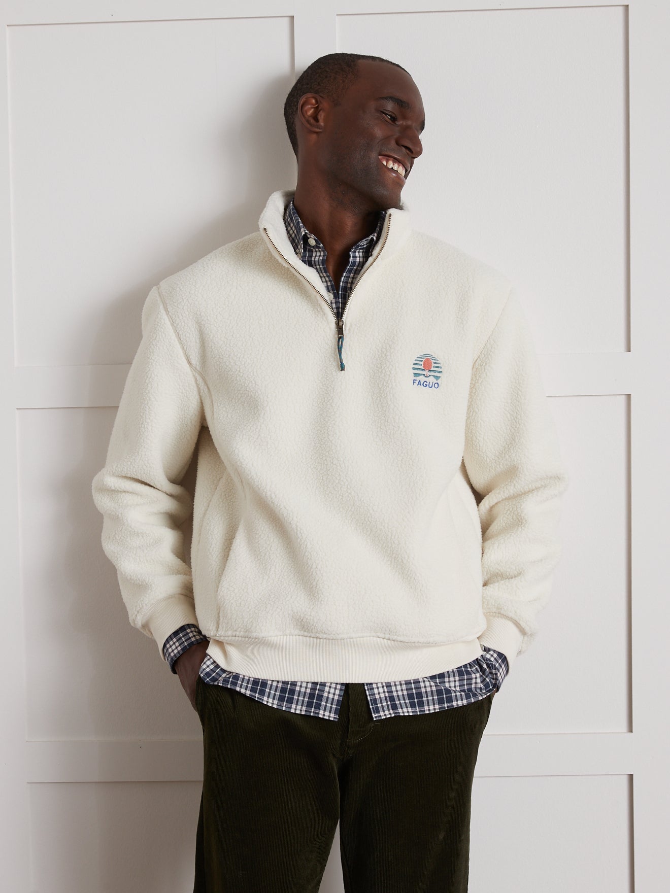 Faherty Epic Pullover Polaire Matelassé Homme – Beige – Taille L