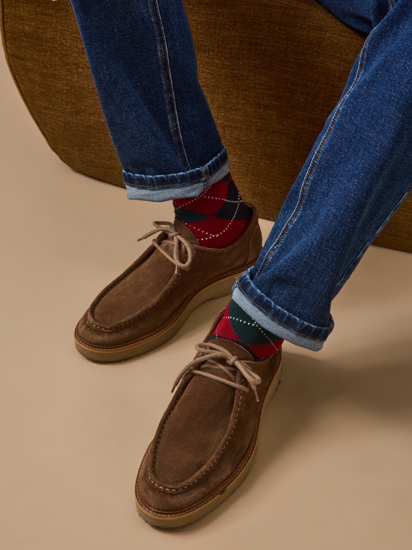 Derbies lacets croûte de cuir homme