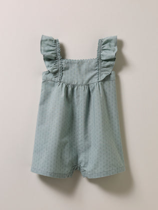Baby's short jumpsuit with ruffled sleeves