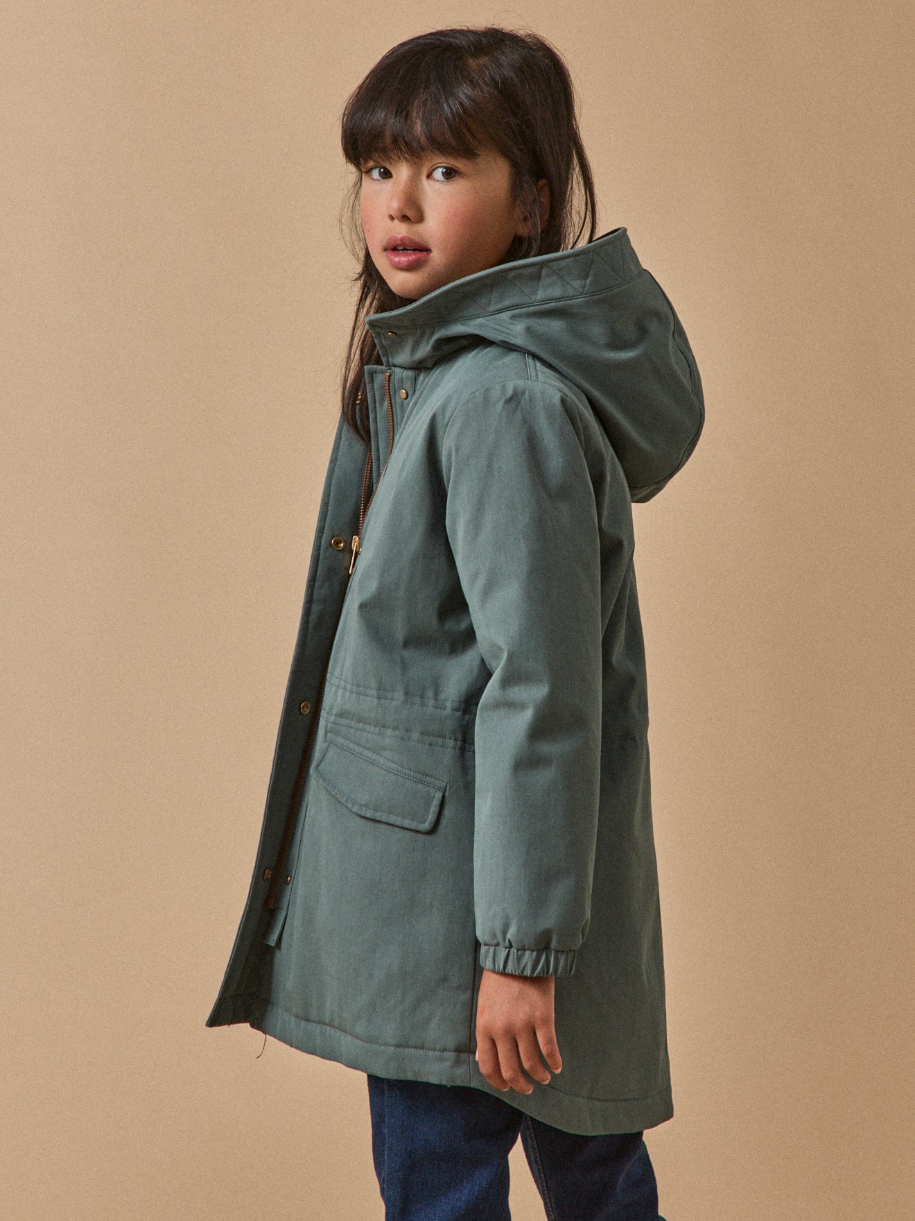 Girl's parka with faux-fur lining