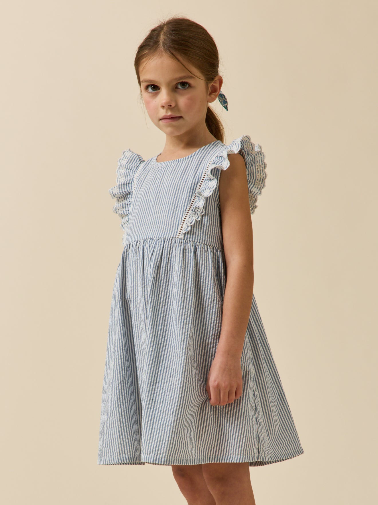 Girl's striped seersucker dress