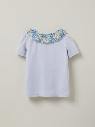 Girl's organic cotton T-shirt with collar made with Liberty fabric