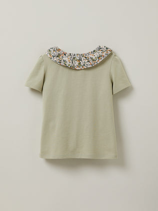 Girl's organic cotton T-shirt with collar made with Liberty fabric