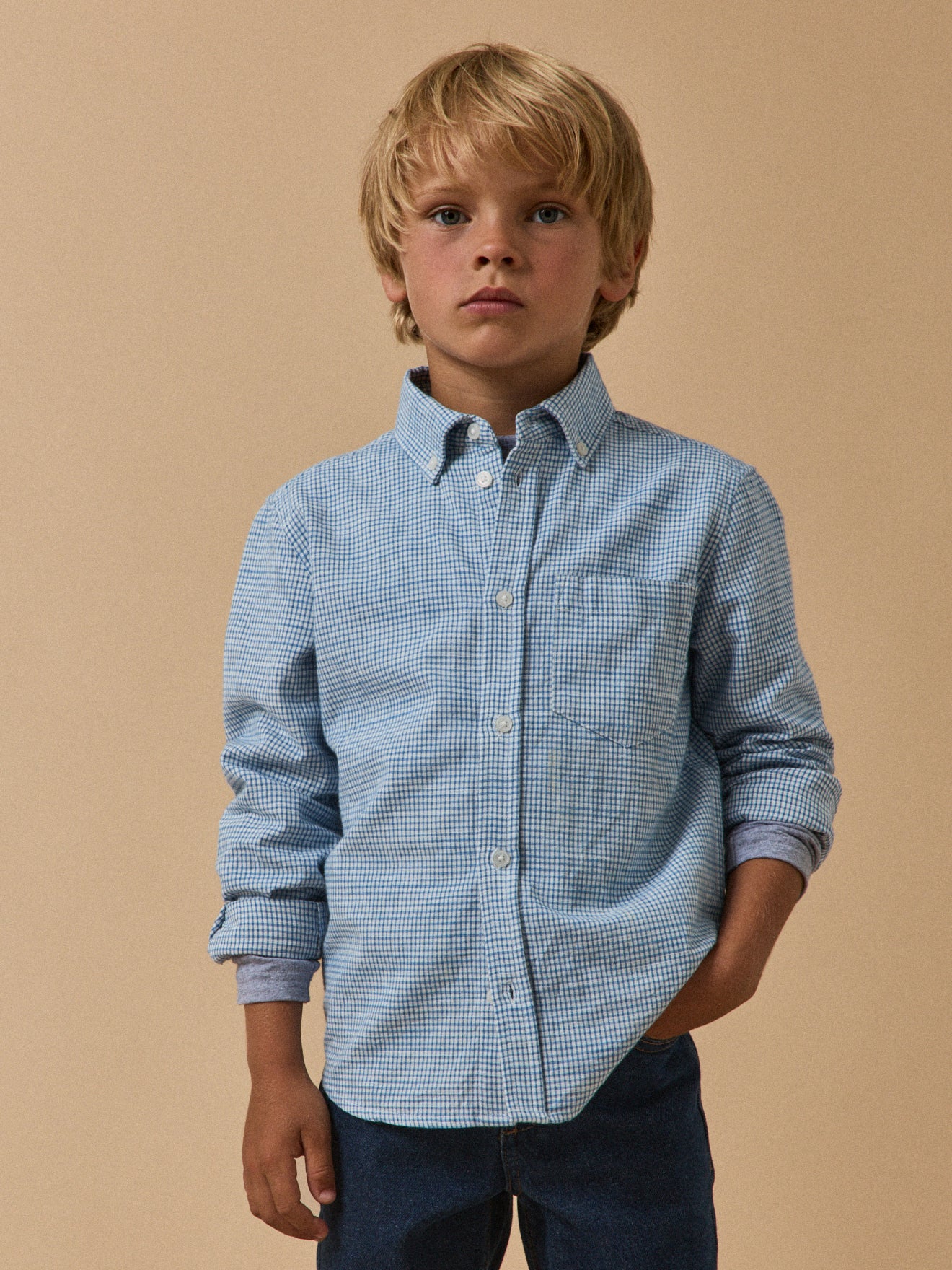 Chemise Garçon Howick 5-6 Ans - Style Oxford, Manches Longues, Bleue, Neuve Avec étiquette