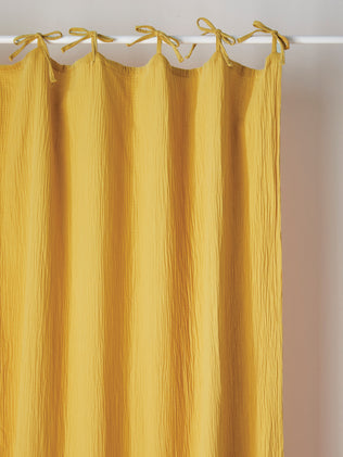 Cotton gauze curtain with ties