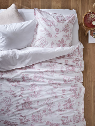 Toile de Jouy inspired cotton percale duvet cover