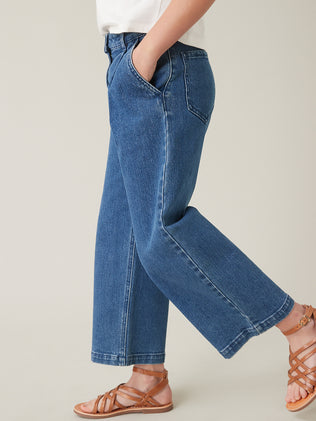 Girl's wide-leg denim trousers