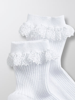Pack of 2 pairs of girl's ankle socks with lace