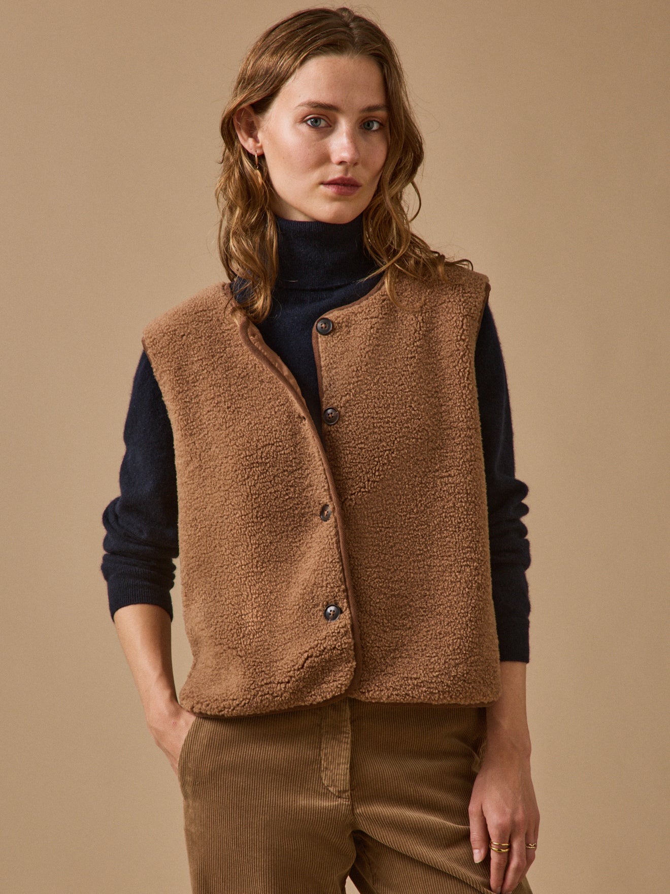 Veste sans manches en sherpa femme
