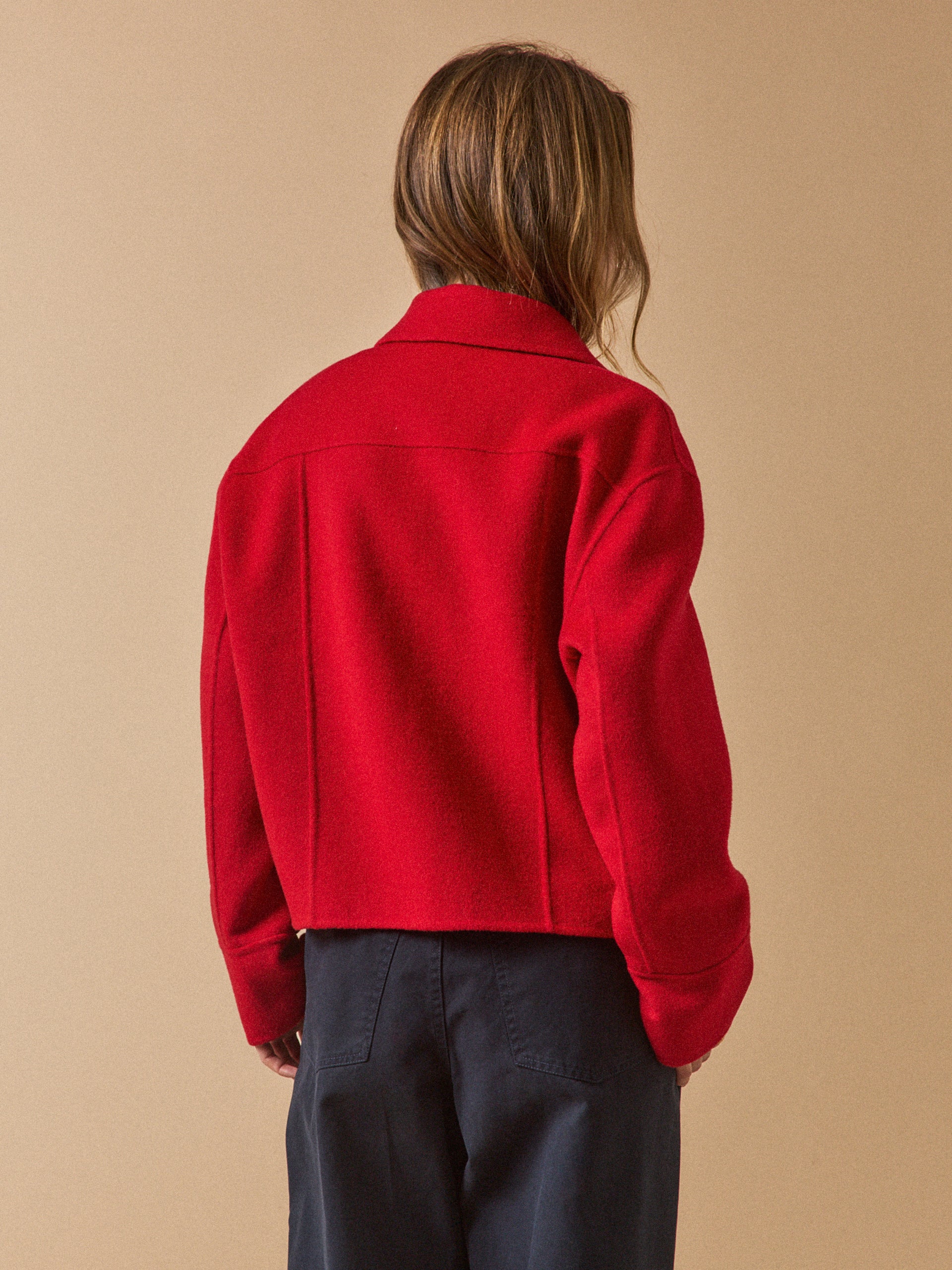 Women's double-sided woolen button jacket