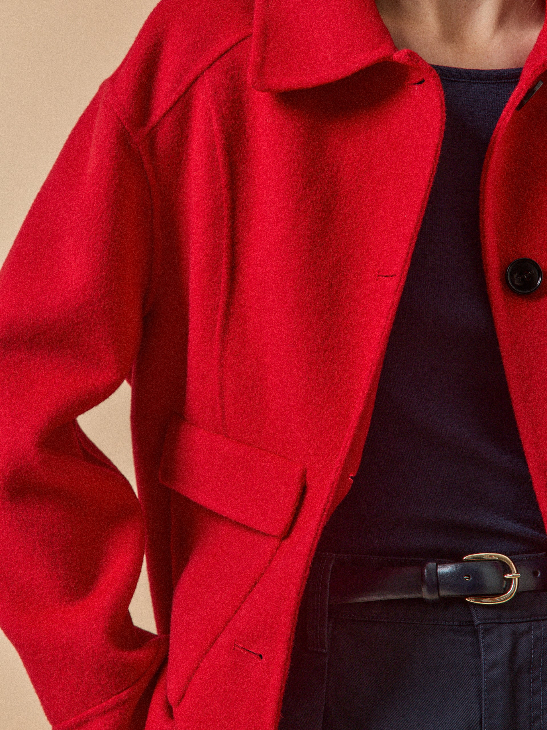 Women's double-sided woolen button jacket