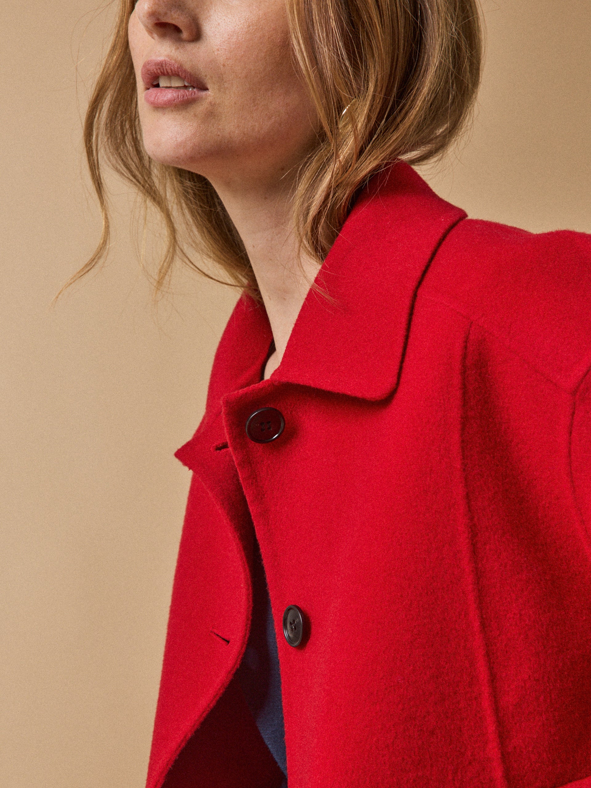 Women's double-sided woolen button jacket