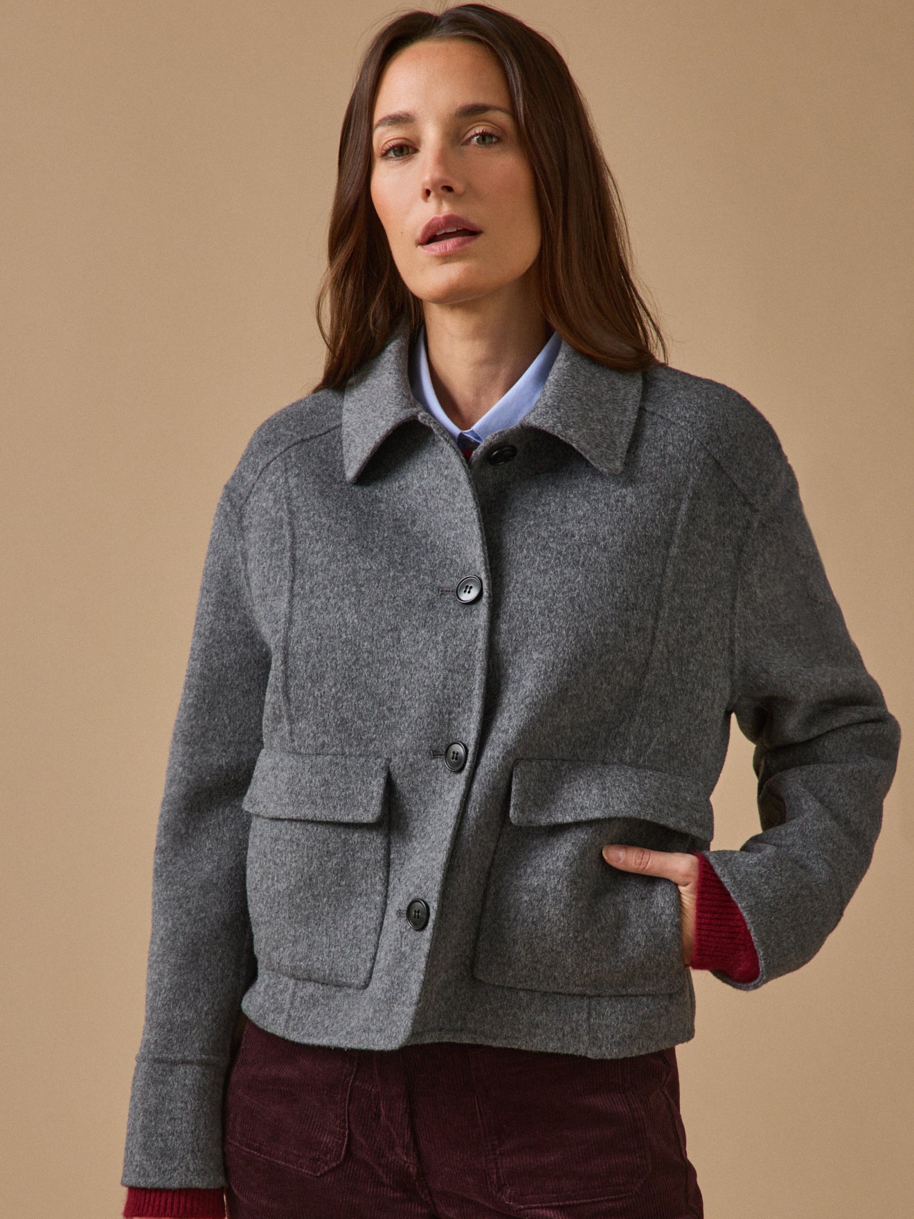 Women's double-sided woolen button jacket