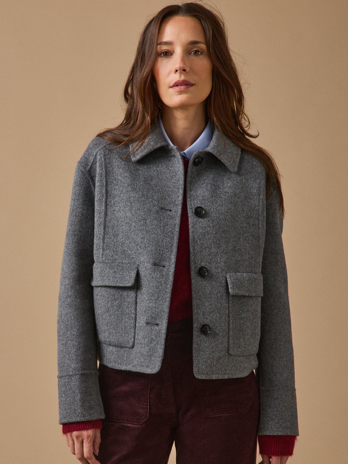 Women's double-sided woolen button jacket