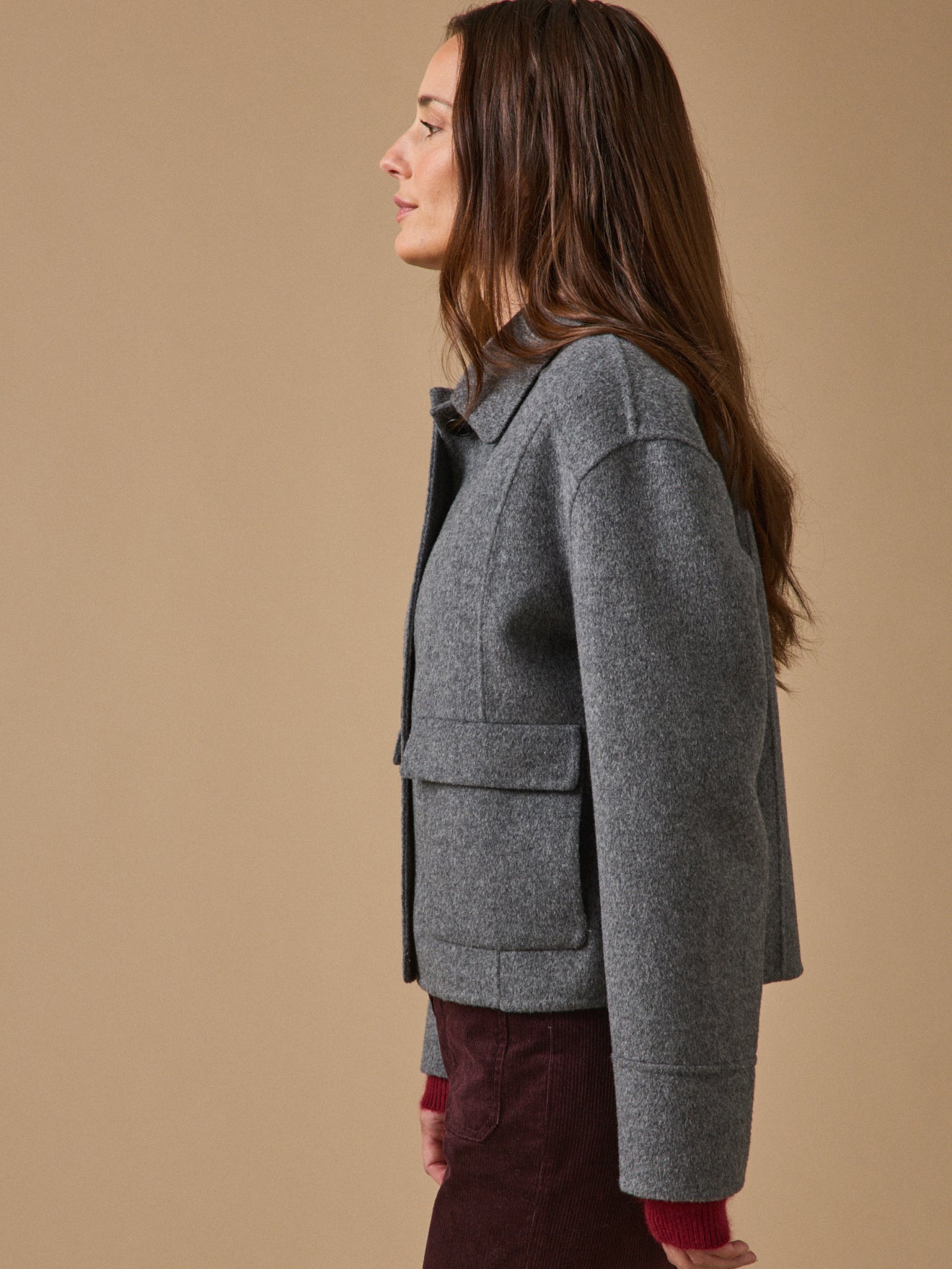 Women's double-sided woolen button jacket