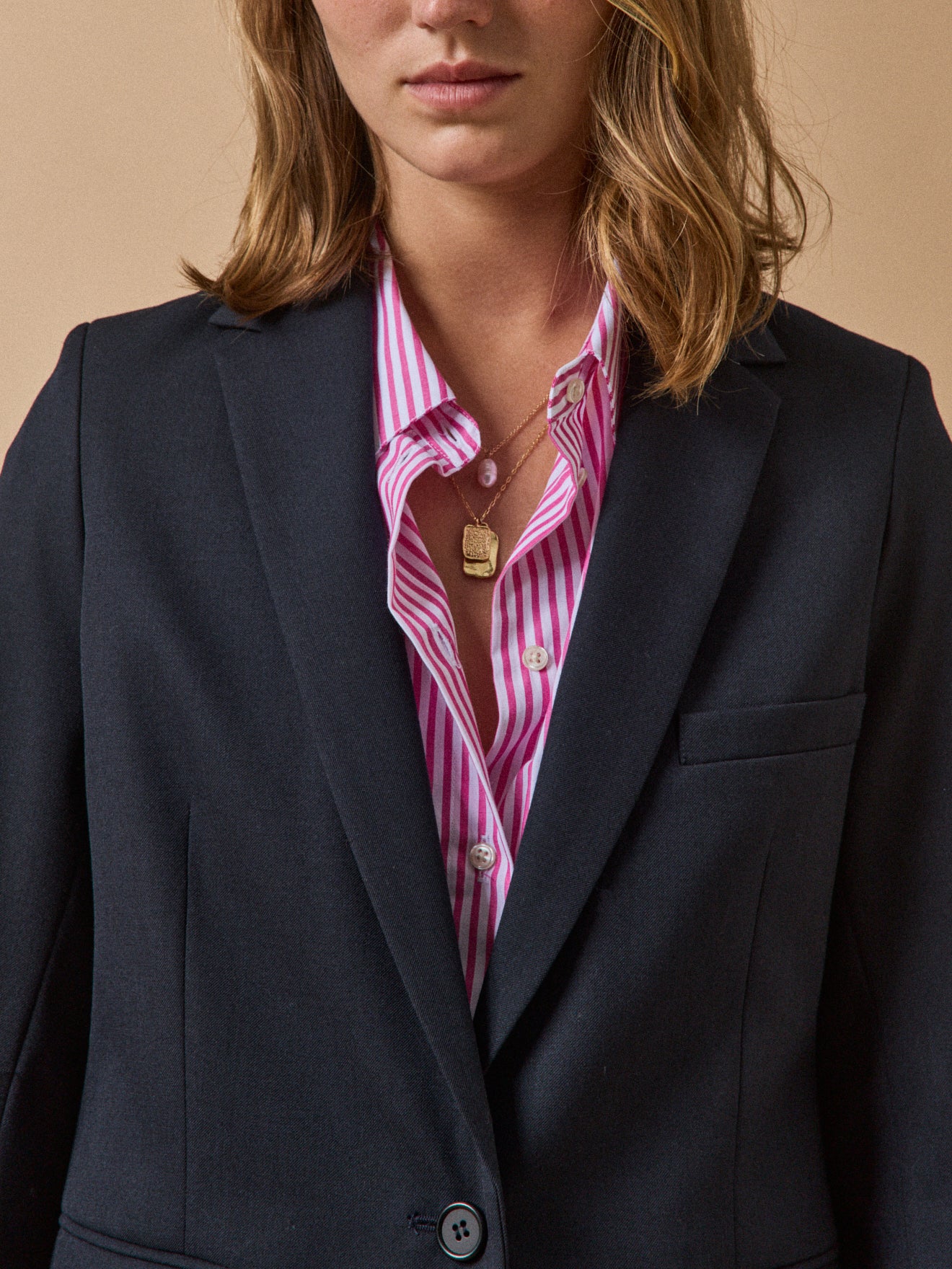 Veste tailleur lainage uni femme