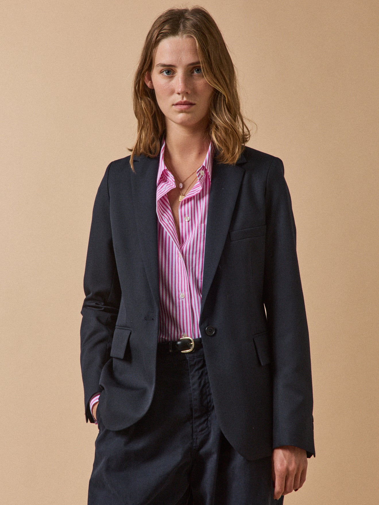 Veste tailleur lainage uni femme