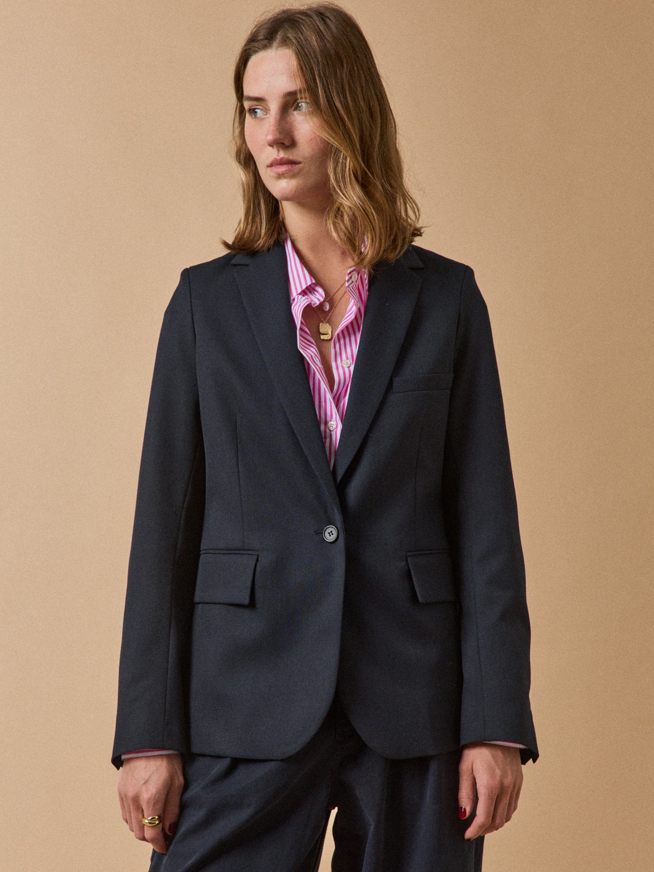 Veste tailleur lainage uni femme