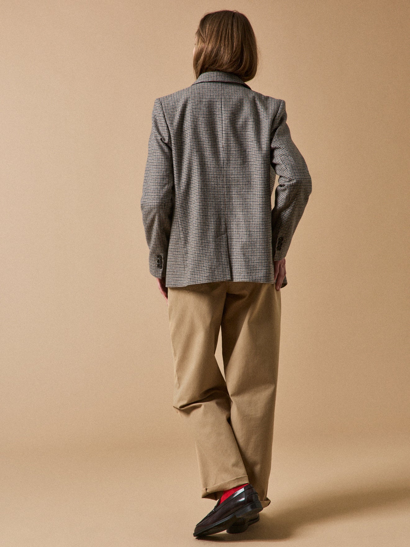 Veste tailleur lainage mini carreaux femme