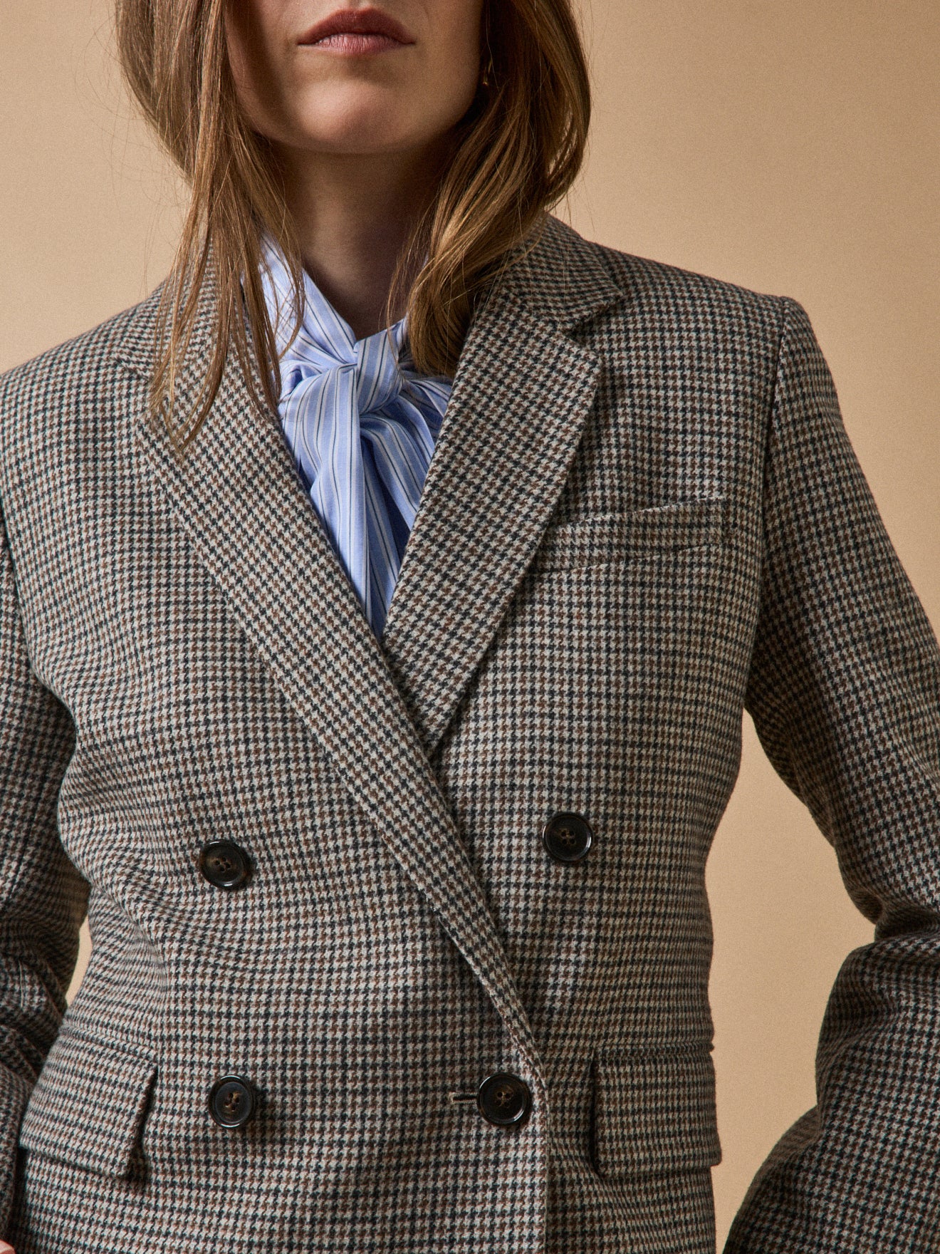 Veste tailleur lainage mini carreaux femme