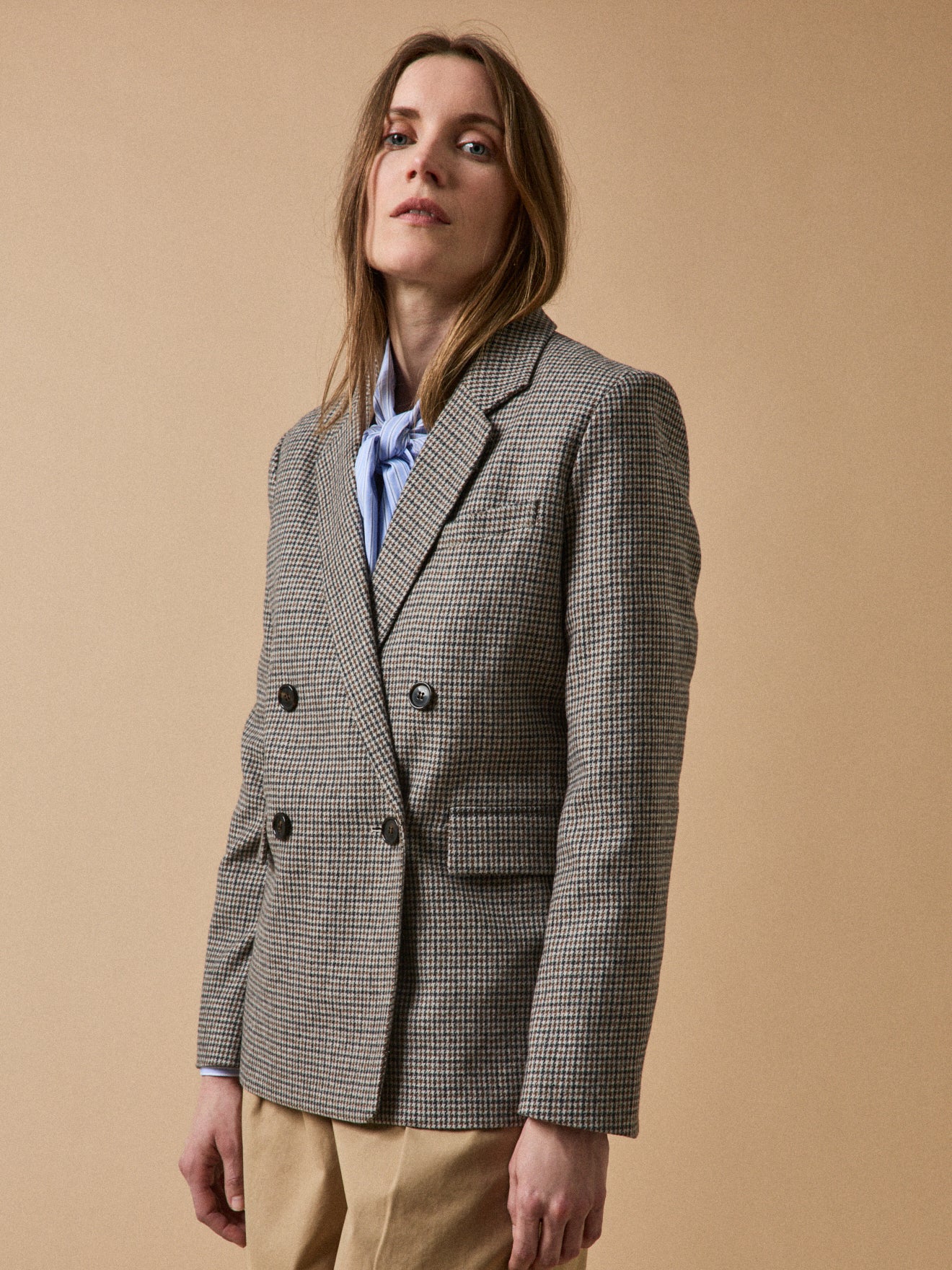 Veste tailleur lainage mini carreaux femme