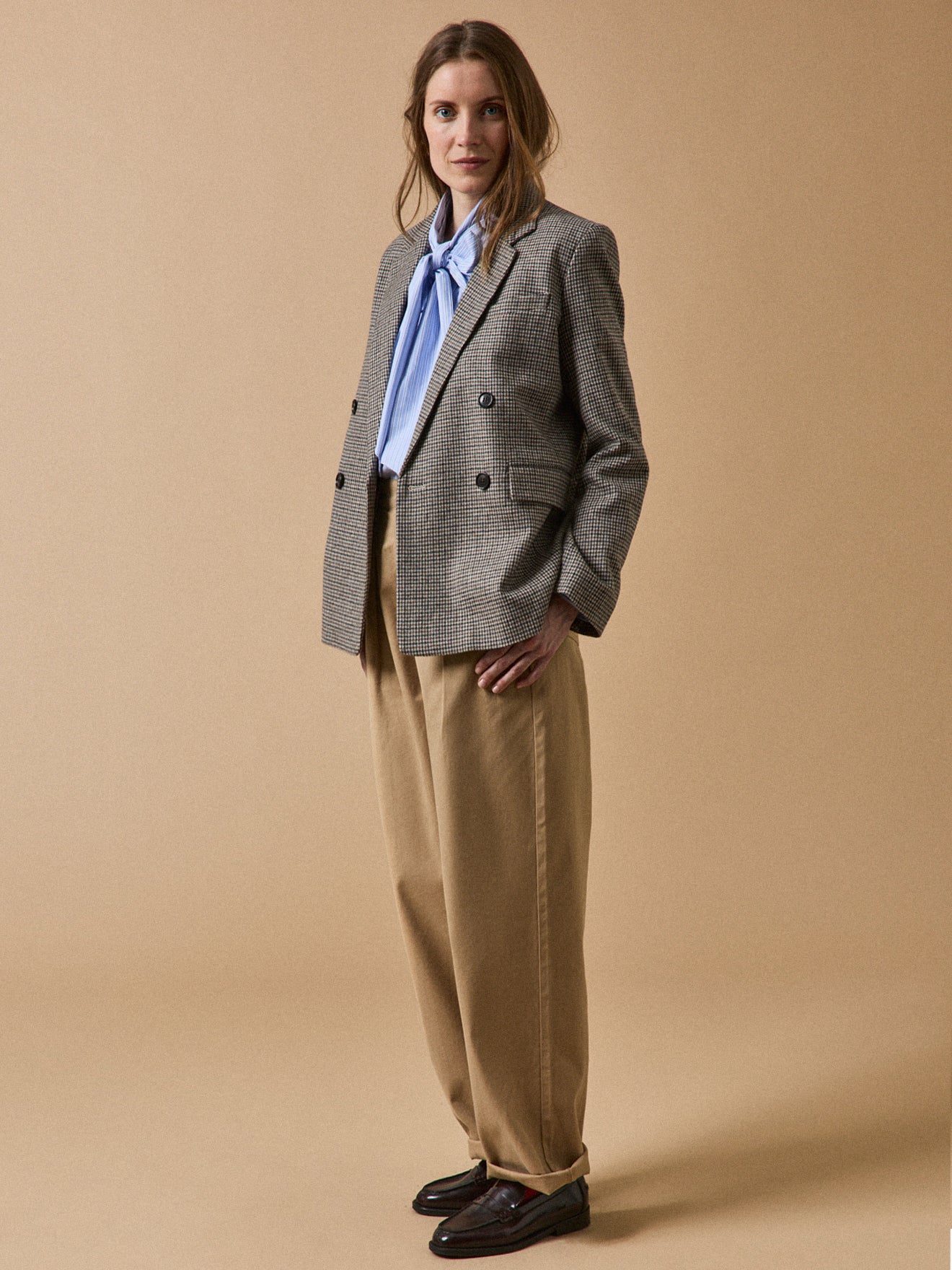 Veste tailleur lainage mini carreaux femme