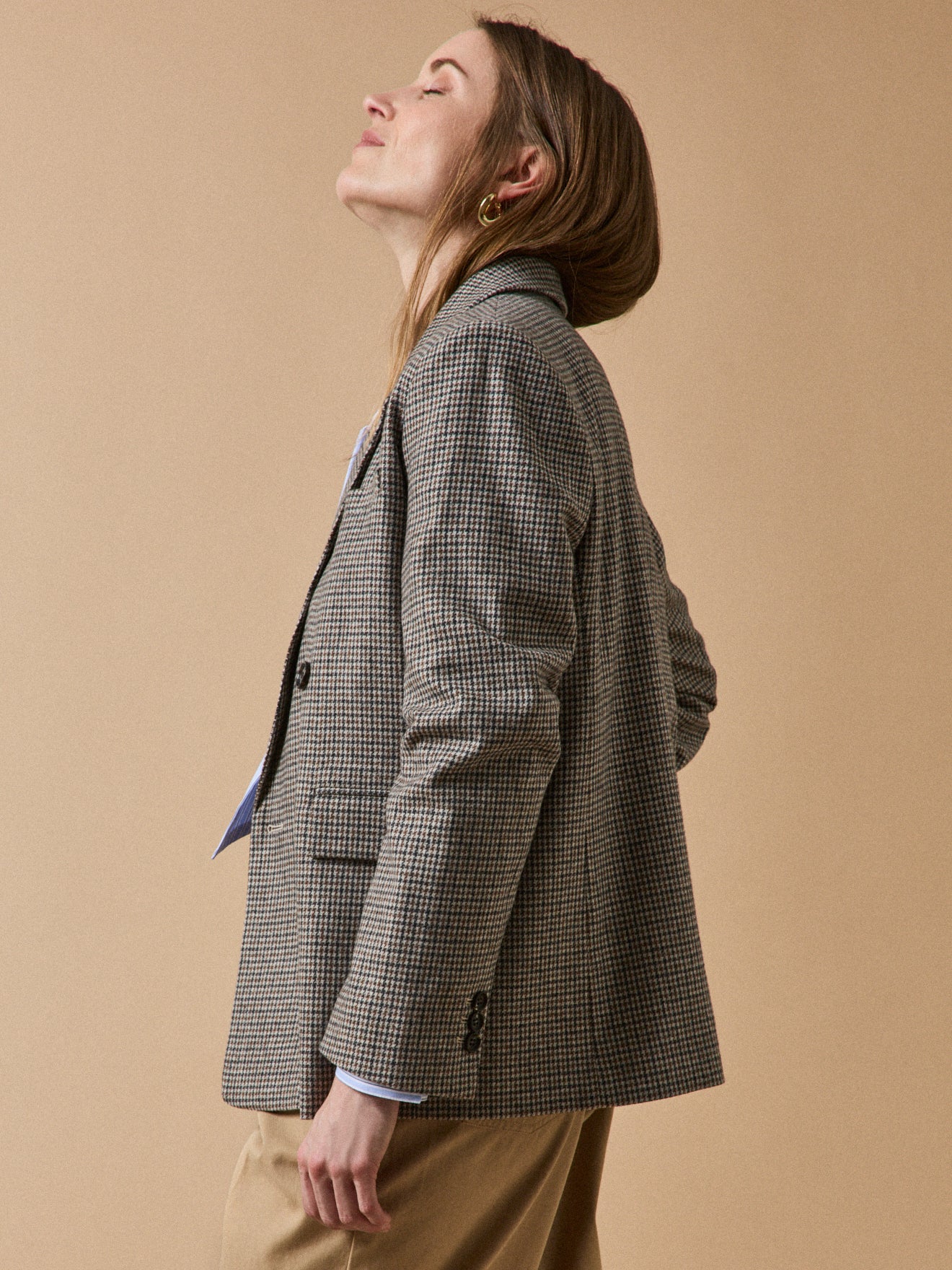 Veste tailleur lainage mini carreaux femme