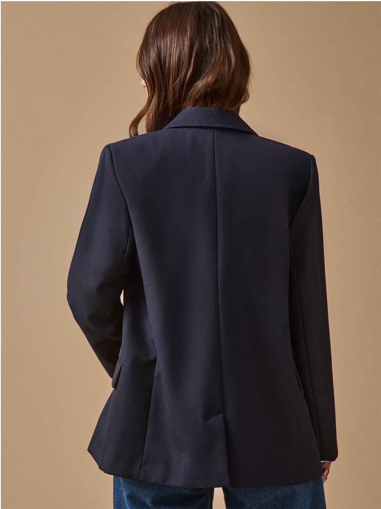 Women's plain twill blazer with golden buttons