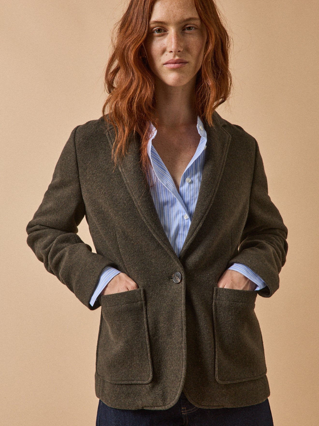 Veste tailleur maille souple unie femme